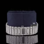 Fully Iced Rainbow Roman Numerals White Dial Moissanite Diamonds Watch Caseback View