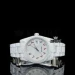 Fully Iced Red Arabic Numerals White Dial Lab-Grown Diamond Watch