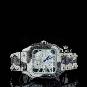 Fully Iced Skeleton Dial Two Tone Moissanite Diamond Watch