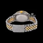 Gold Roman Numerals Yellow Dial Two Tone Moissanite Diamond Watch Caseback View