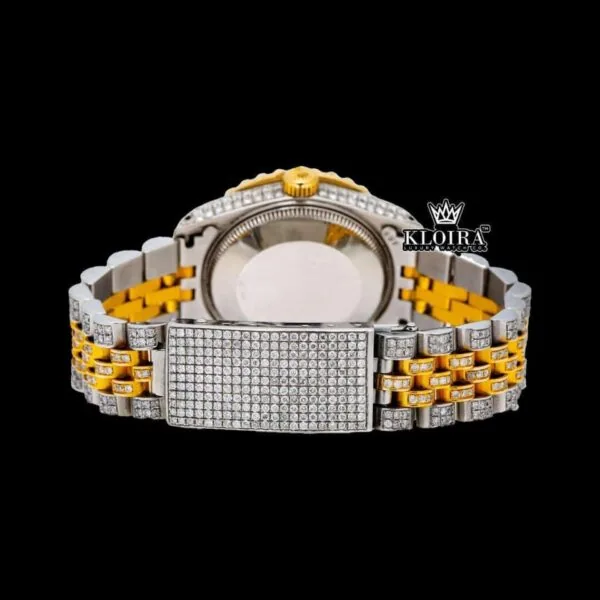 Golden Charm Moissanite Diamond Watch 14K Gold VVS 18 Carat 42mm Caseback View