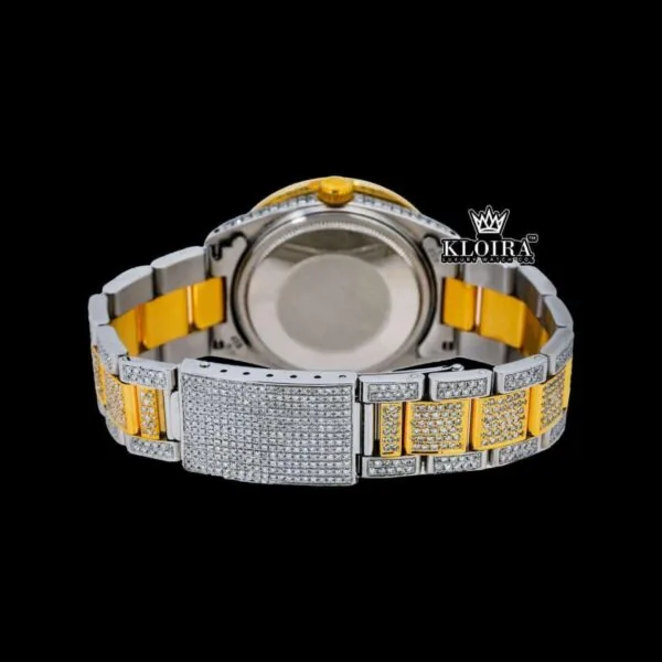 Green Arabic Dial Presidential Watch Moissanite Diamond 14K Gold 42mm Caseback View