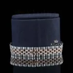 Green Dial Date Display Two Tone Rose Gold Natural Diamond Watch Bracelet View