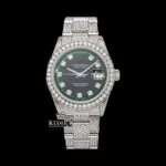 Green Dial Diamond Markers Iced Out Moissanite Diamond Watch