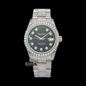 Green Dial Diamond Markers Iced Out Moissanite Diamond Watch