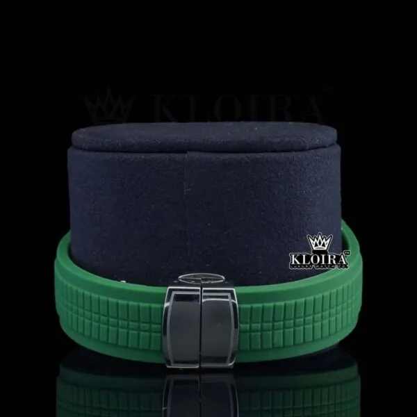 Green Dial Semi Iced Out Silicon Strap Lab Diamond Watch Strap View