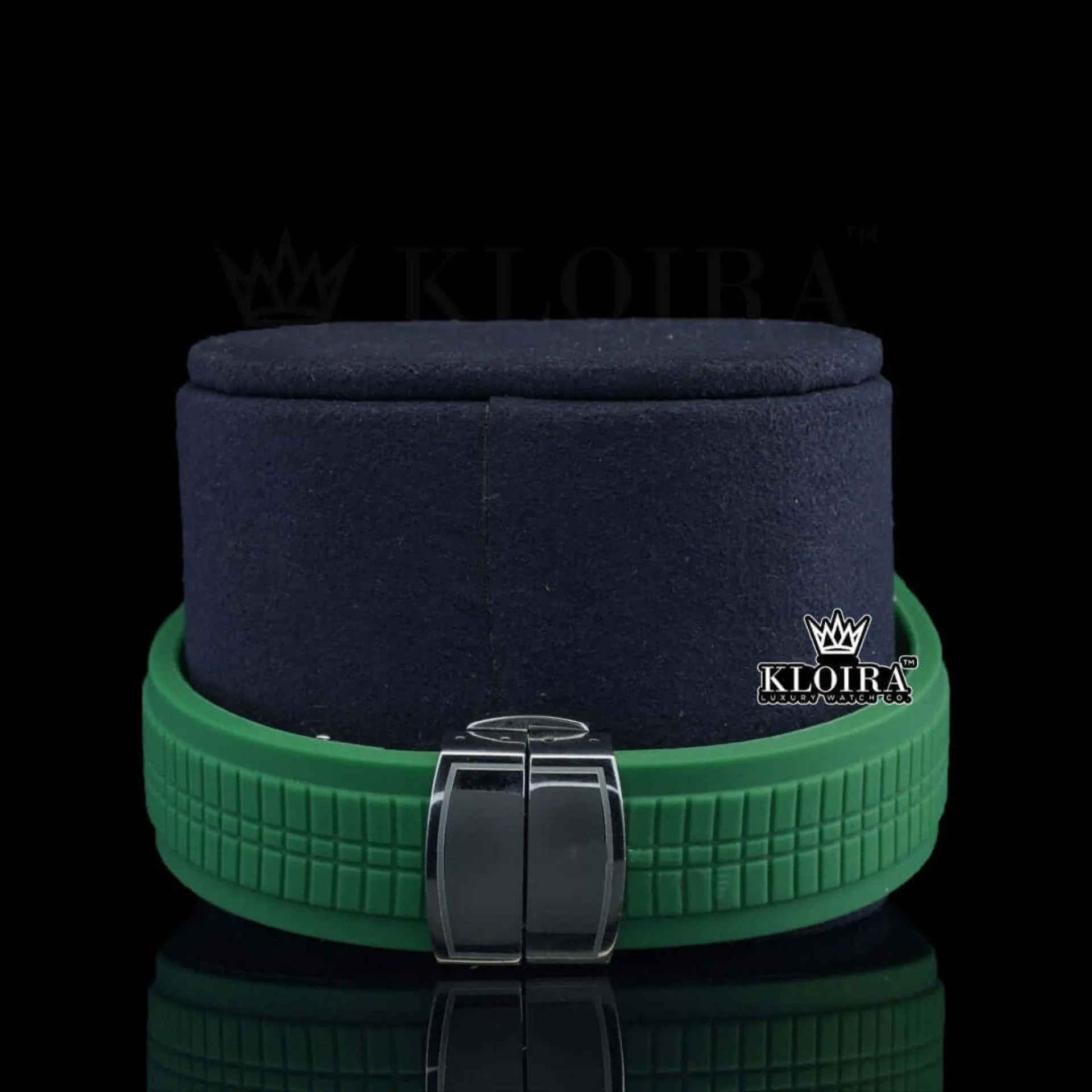Green Dial Semi Iced Out Silicon Strap Moissanite Diamond Watch Strap View