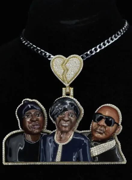 Moissanite Triad Hip Hop Pendant - Hip Hop Three Person Three