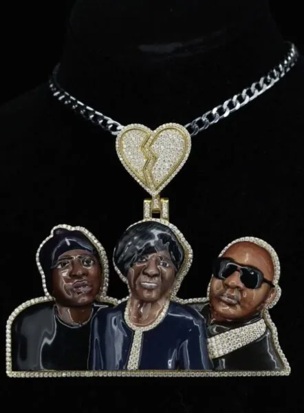 Moissanite Triad Hip Hop Pendant - Hip Hop Three Person Two