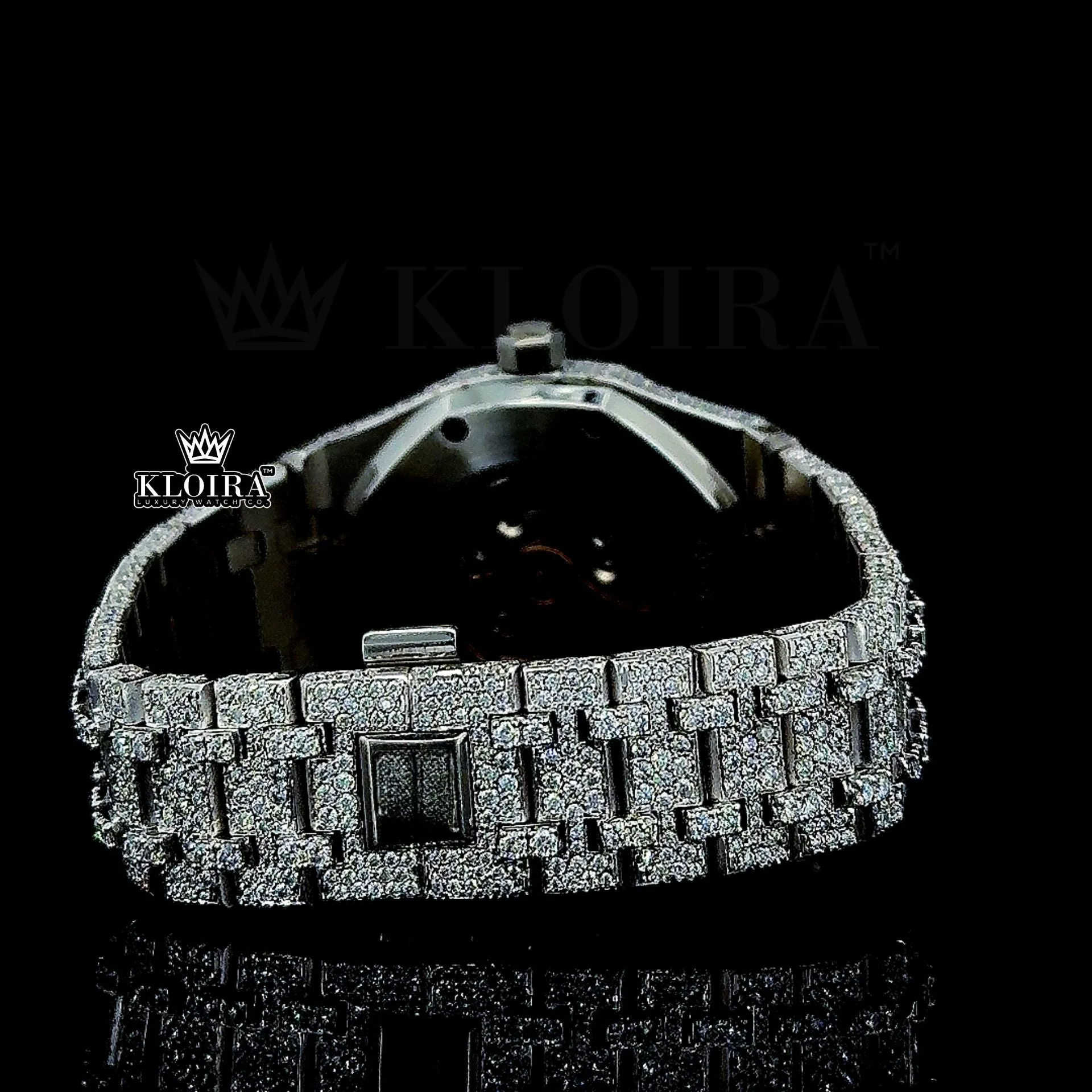 Iced Out AP Moissanite Watch White Roman Dial Diamond Bezel