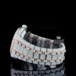 Iced Out AP Two Tone Rose Gold Moissanite Diamond Watch Left Side View