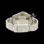 Iced Out Blue Roman Numerals White Gold Dial Moissanite Diamond Watch Caseback View