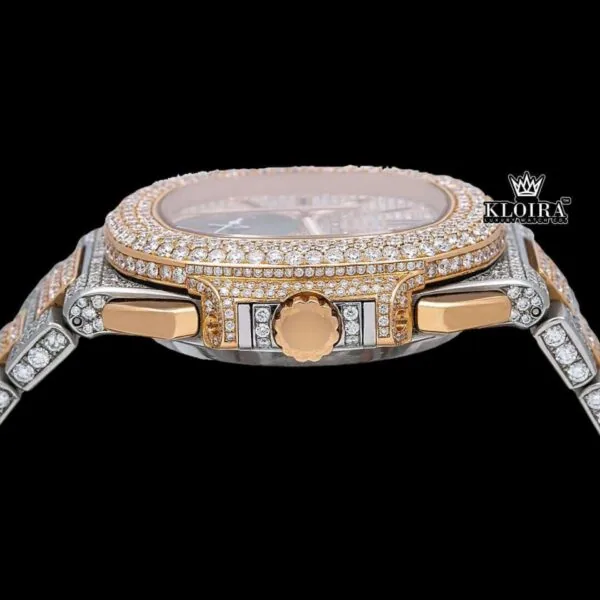 Iced Out Patek Philippe Moissanite Watch Crown View