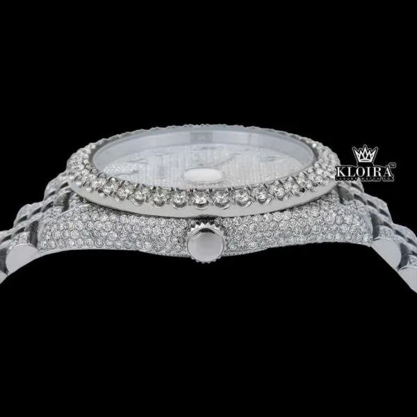 Iced Out Rolex Moissanite Watch Crown View