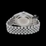 Iced Out White Dial Rainbow Stick Markers Moissanite Diamond Watch Caseback View
