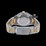 Iced Out Yellow Roman Numerals Two Tone Red Dial Watch Moissanite Watch Caseback View