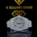 K Square Customised Moissanite Watch - K Square Arabic Numerals Full Iced Out Customised Moissanite Watch F A E C A F Dd C