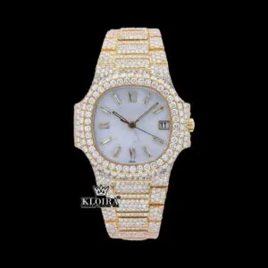 Diamond Markers Fully Iced Out Yellow Gold Moissanite Diamond Watch