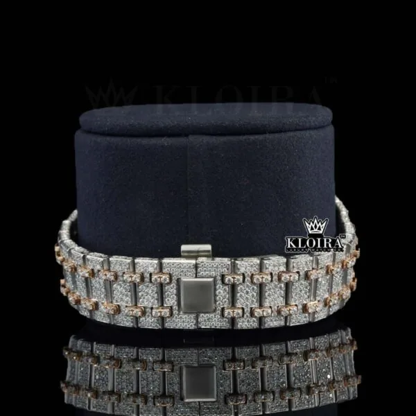 Men's Two Tone Rose Gold Iced Out Moissanite Diamond Watch Bracelet View