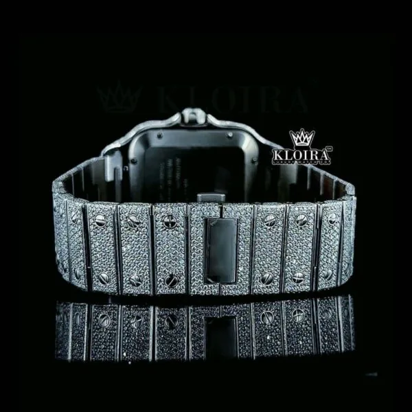 Mens Cartier Moissanite Watch Caseback View