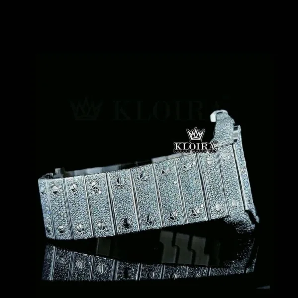 Mens Cartier Moissanite Watch Close Up Bracelet View