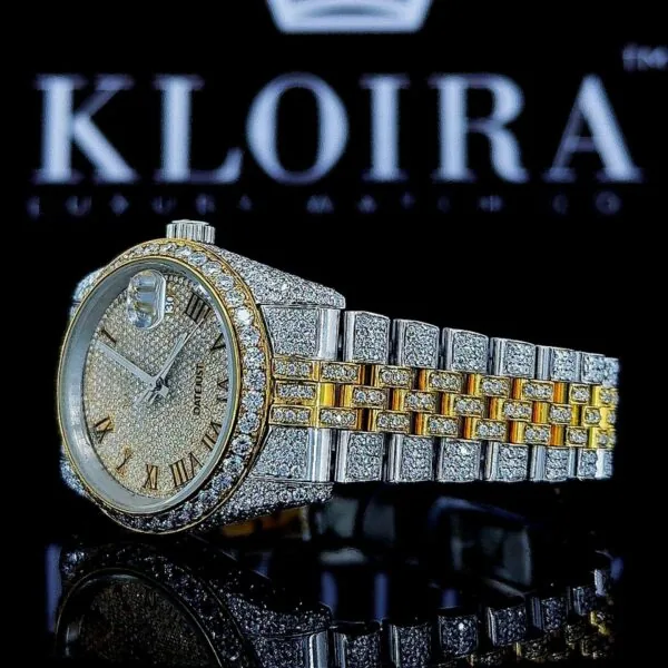 Mens Rolex Moissanite Watch Left Profile View