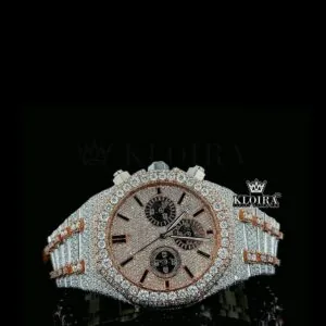 Mens Rose Gold Fully Iced Out Chronograph Moissanite Watch
