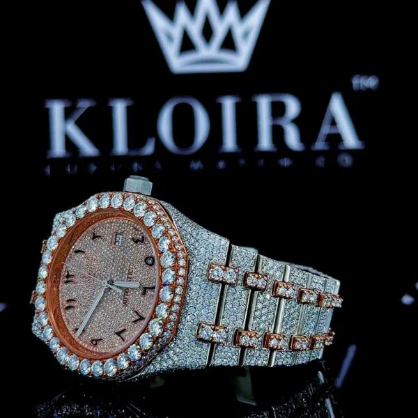 Moissanite AP Watch Arabic Left Profile View