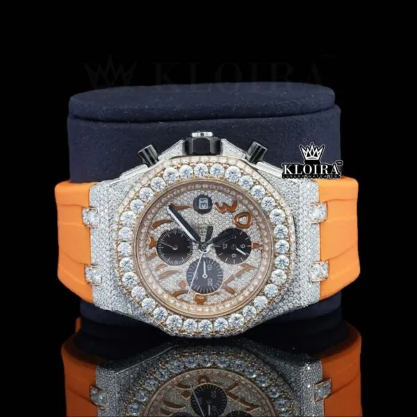 Moissanite Audemars Piguet Watch Arabic Close Up Dial View