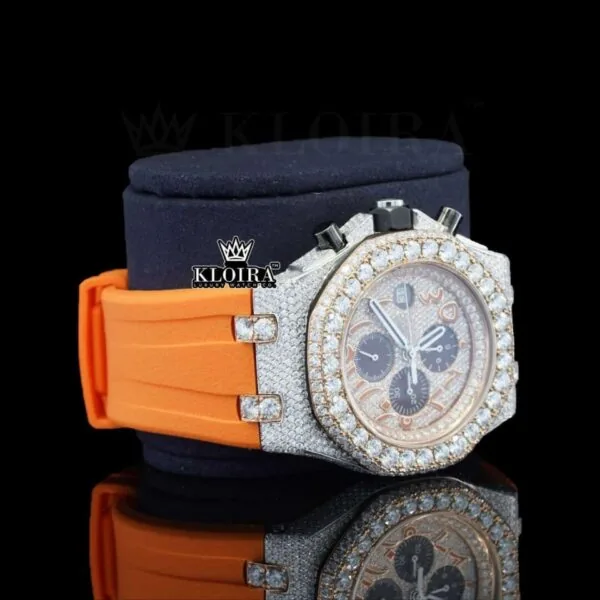 Moissanite Audemars Piguet Watch Arabic Right Profile View