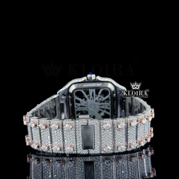 Moissanite Cartier Skeleton Watch Caseback View
