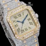 Moissanite Cartier Style Watch Close Up Front View