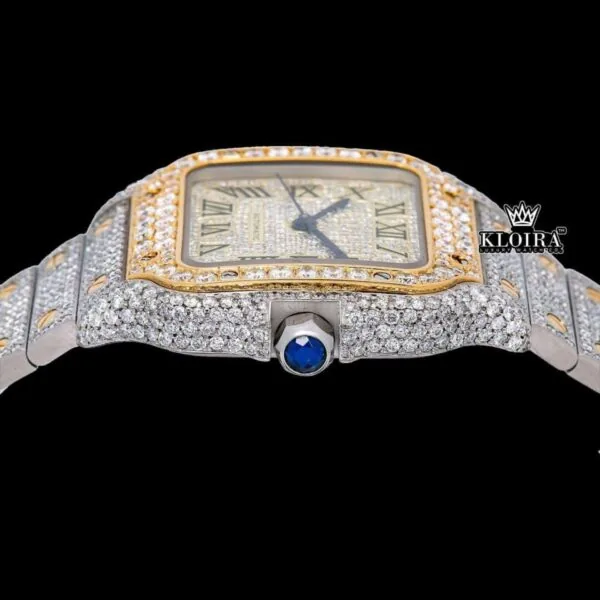 Moissanite Cartier Style Watch Crown View