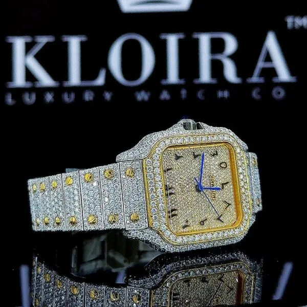 Moissanite Cartier Watch Arabic Left Strap View