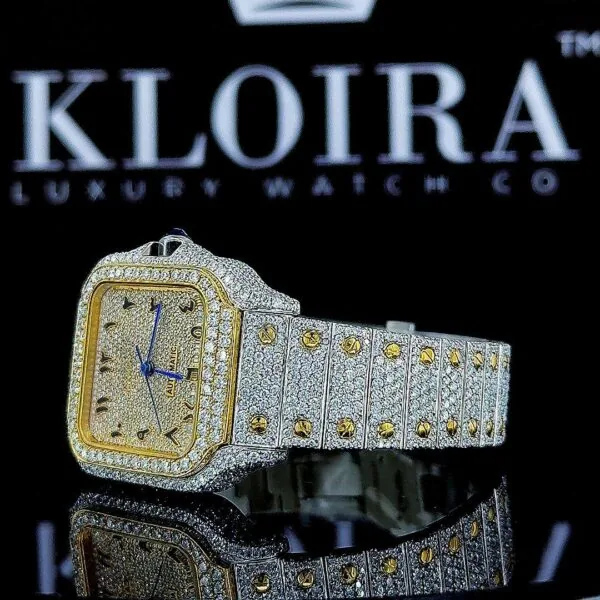 Moissanite Cartier Watch Arabic Right Strap View