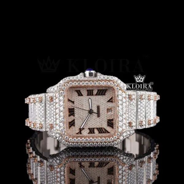 Moissanite Cartier Watch Front Face Close View
