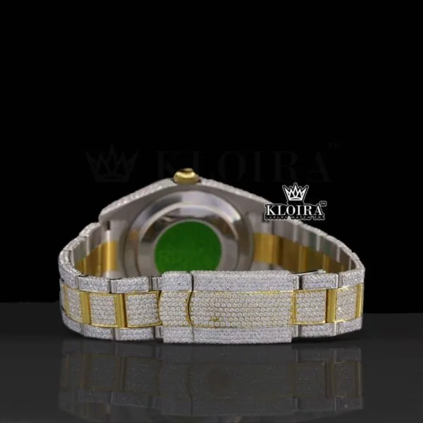 Moissanite Gold Watch 14K Gold VVS 28 Carat 42mm Caseback View