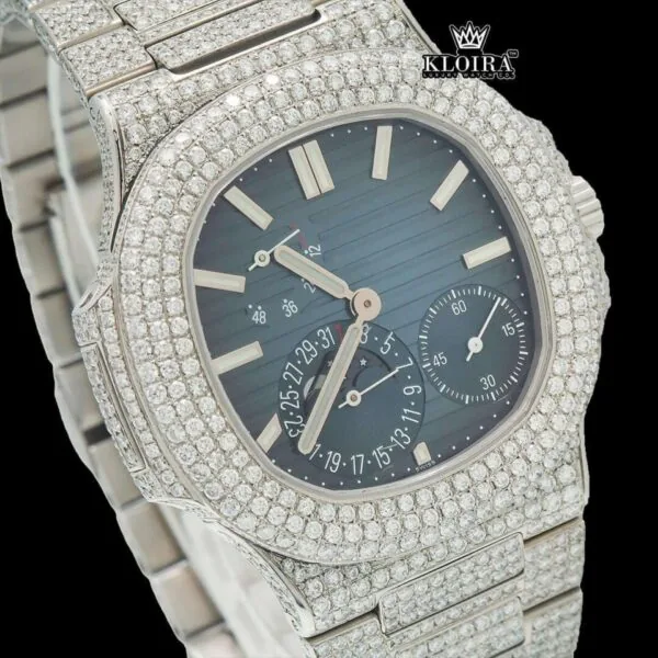 Moissanite Patek Philippe Style Watch Front Face Close Up View