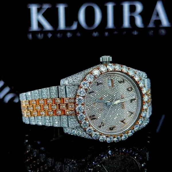 Moissanite Rolex Watch Arabic Right Profile View
