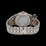 Moonphase White Dial Stick Markers Two Tone Iced Out Moissanite Watch Caseback View