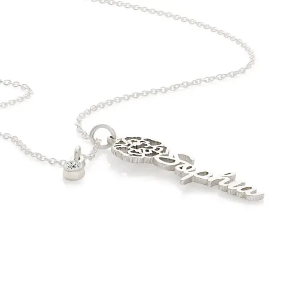 Personalized Artistic Name Pendant Necklace in 14K Gold