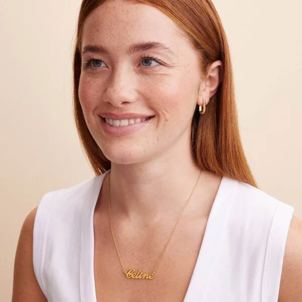 Classic Cocktail Name Necklace in Gold Plating - Personalized Classic Name Necklace In K Gold Plating