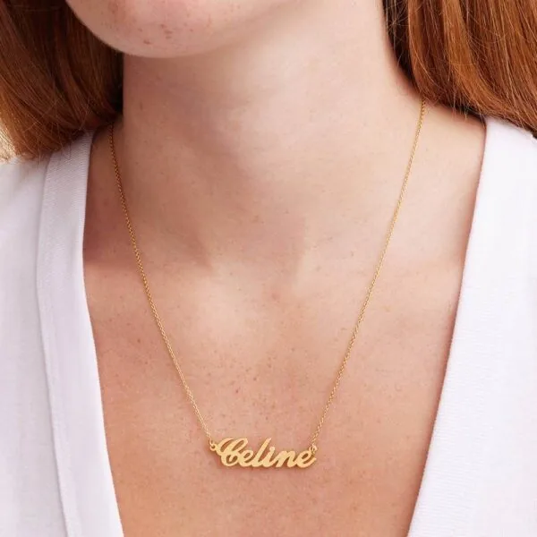 Classic Cocktail Name Necklace in Gold Plating - Personalized Classic Name Necklace In K Gold Plating