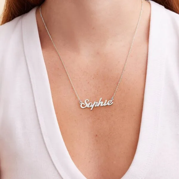 Classic Cocktail Name Necklace in Gold Plating - Personalized Classic Name Necklace In Sterling Silver