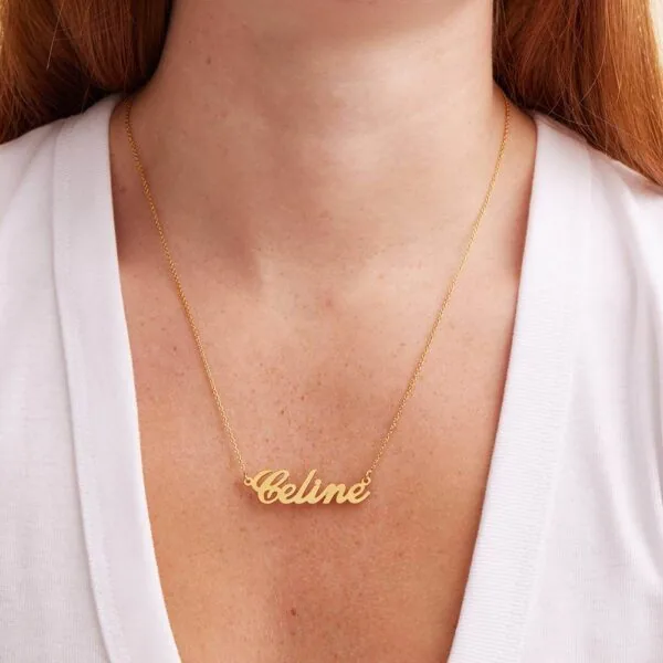 Classic Cocktail Name Necklace in Gold Plating - Personalized Classic Name Necklace In Vermeil