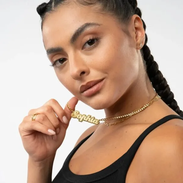 Personalized Elegant Script Name Pendant in 14K Gold