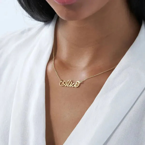 Personalized Elegant Script Name Pendant in 14K Gold