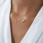Personalized Elegant Script Name Pendant in 14K Gold