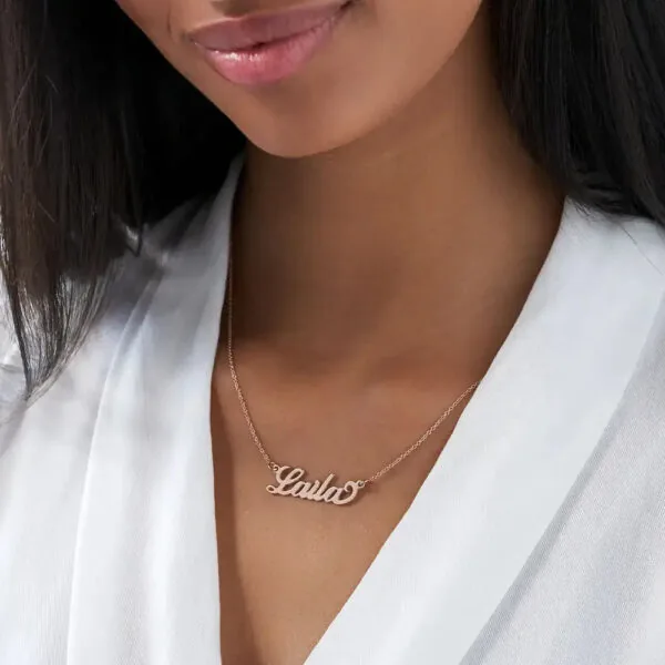 Personalized Elegant Script Name Pendant in 14K Gold