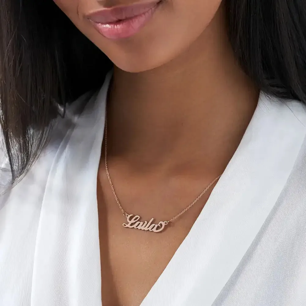 Personalized Elegant Script Name Pendant in 14K Gold